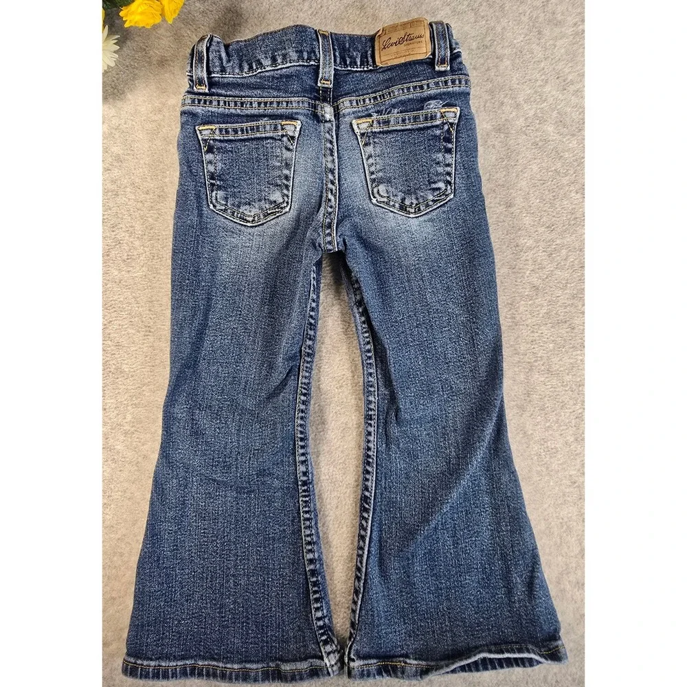 Y2K Levi Strauss Signature Girls 5 Regular Flare Jeans Blue Denim Stretch